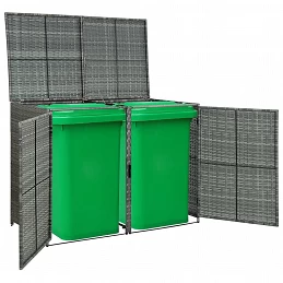 Acquista Copribidone Rifiuti Doppio in Polyrattan Antracite 148x77x111cm con riferimento GHV-46463 della ditta GARDENHOME