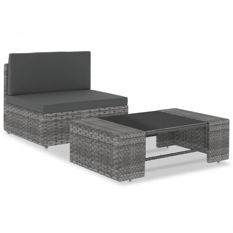 Acquista Set Divani da Giardino 2 pz in Polyrattan Grigio con riferimento GHV-49522 della ditta GARDENHOME