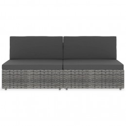 Acquista Divano Modulare a 2 Posti in Polyrattan Grigio con riferimento GHV-49523 della ditta GARDENHOME