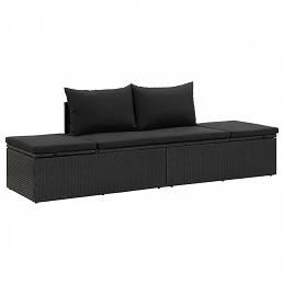 Acquista Lettino Prendisole con Cuscini in Polyrattan Nero con riferimento GHV-46224 della ditta GARDENHOME