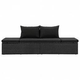 Acquista Lettino Prendisole con Cuscini in Polyrattan Nero con riferimento GHV-46224 della ditta GARDENHOME