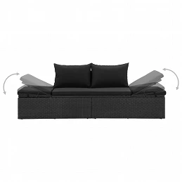 Acquista Lettino Prendisole con Cuscini in Polyrattan Nero con riferimento GHV-46224 della ditta GARDENHOME