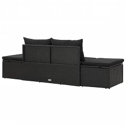 Acquista Lettino Prendisole con Cuscini in Polyrattan Nero con riferimento GHV-46224 della ditta GARDENHOME