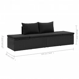 Acquista Lettino Prendisole con Cuscini in Polyrattan Nero con riferimento GHV-46224 della ditta GARDENHOME