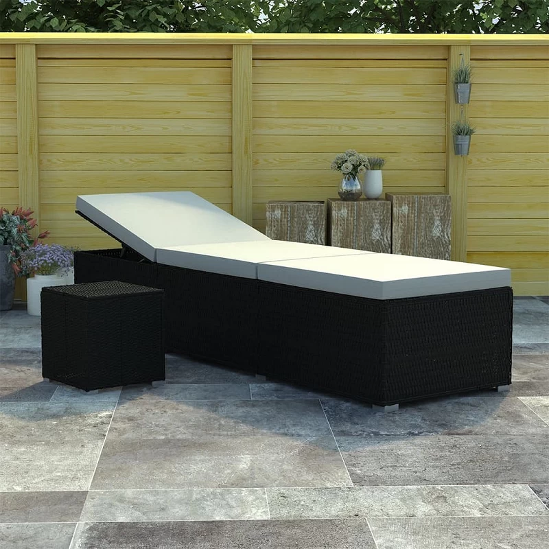 Acquista Lettino Prendisole Cuscino e Tavolino Polyrattan Bianco Crema con riferimento GHV-46225 della ditta GARDENHOME