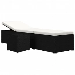 Acquista Lettino Prendisole Cuscino e Tavolino Polyrattan Bianco Crema con riferimento GHV-46225 della ditta GARDENHOME
