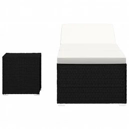 Acquista Lettino Prendisole Cuscino e Tavolino Polyrattan Bianco Crema con riferimento GHV-46225 della ditta GARDENHOME