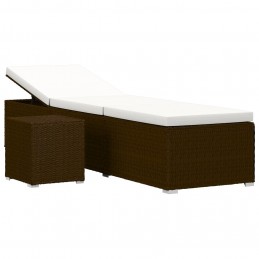 Acquista Lettino Prendisole con Cuscino e Tavolino in Polyrattan Marrone con riferimento GHV-46226 della ditta GARDENHOME