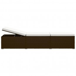 Acquista Lettino Prendisole con Cuscino e Tavolino in Polyrattan Marrone con riferimento GHV-46226 della ditta GARDENHOME