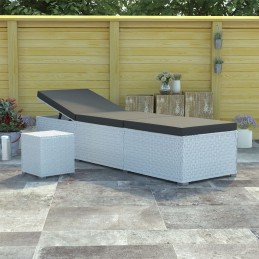 Acquista Lettino Prendisole Cuscino e Tavolino da Tè Polyrattan Bianco con riferimento GHV-46229 della ditta GARDENHOME