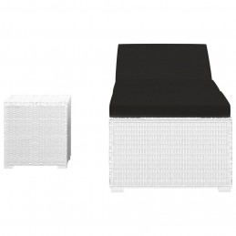 Acquista Lettino Prendisole Cuscino e Tavolino da Tè Polyrattan Bianco con riferimento GHV-46229 della ditta GARDENHOME