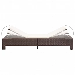 Acquista Lettino Prendisole con Cuscino Marrone in Polyrattan con riferimento GHV-46235 della ditta GARDENHOME