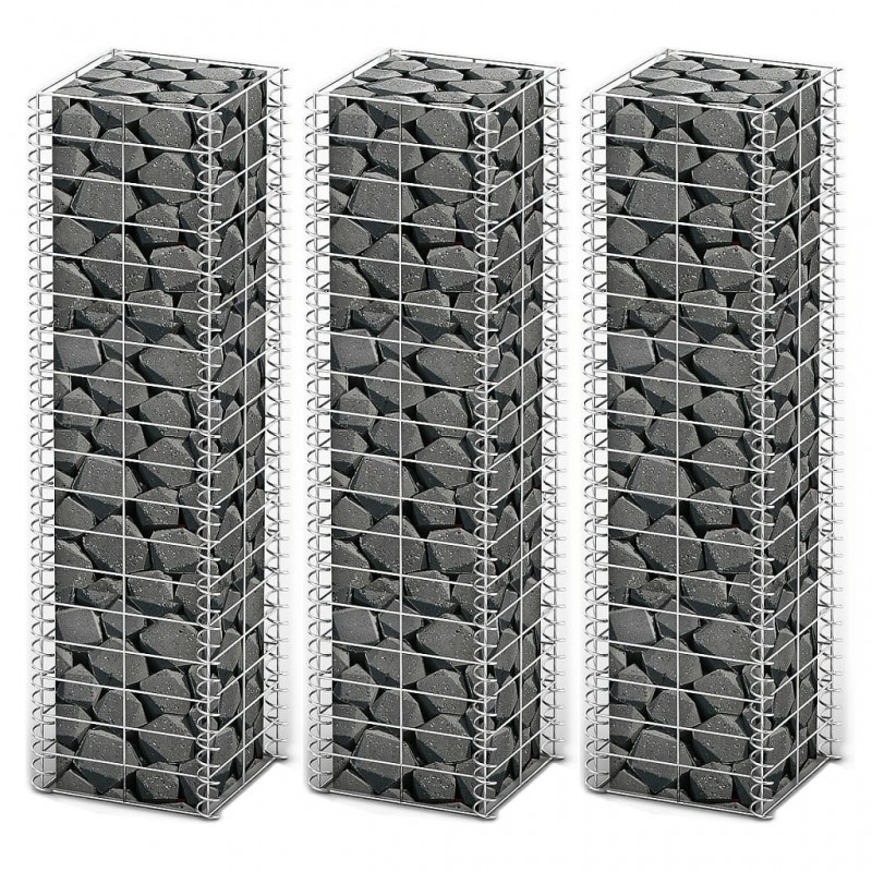 Acquista Set Gabbione 3 pz in Filo Zincato 25 x 25 x 100 cm con riferimento GHV-141045 della ditta GARDENHOME