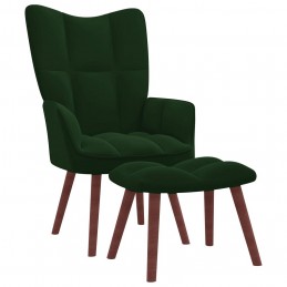 Acquista Poltrona Relax con Poggiapiedi Verde Scuro in Velluto con riferimento GHV-328064 della ditta GARDENHOME