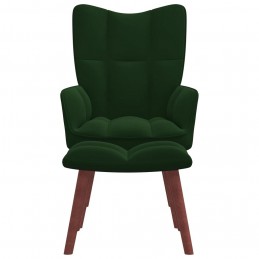 Acquista Poltrona Relax con Poggiapiedi Verde Scuro in Velluto con riferimento GHV-328064 della ditta GARDENHOME