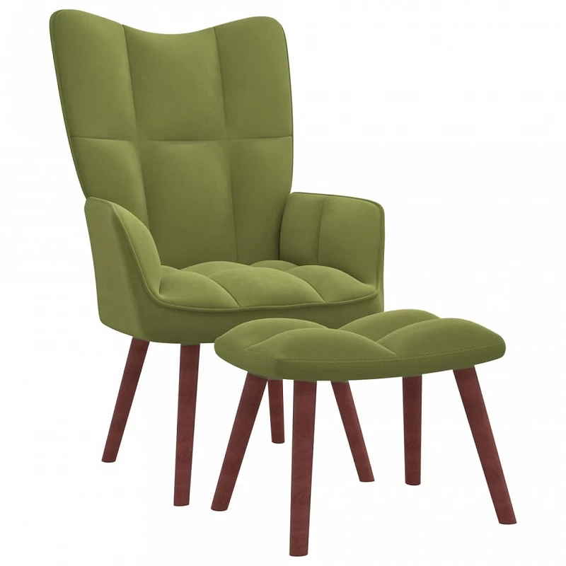 Acquista Poltrona Relax con Poggiapiedi Verde Chiaro in Velluto con riferimento GHV-328065 della ditta GARDENHOME