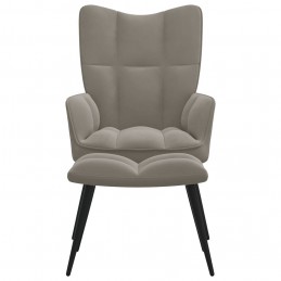 Acquista Poltrona Relax con Poggiapiedi Grigio Chiaro in Velluto con riferimento GHV-328084 della ditta GARDENHOME