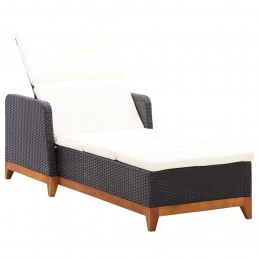 Acquista Lettino Prendisole Polyrattan e Legno Massello di Acacia Nero con riferimento GHV-46012 della ditta GARDENHOME