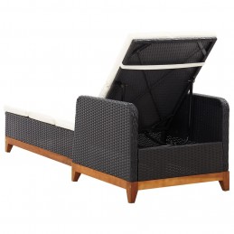 Acquista Lettino Prendisole Polyrattan e Legno Massello di Acacia Nero con riferimento GHV-46012 della ditta GARDENHOME
