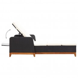 Acquista Lettino Prendisole Polyrattan e Legno Massello di Acacia Nero con riferimento GHV-46012 della ditta GARDENHOME