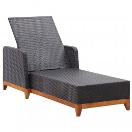 Acquista Lettino Prendisole Polyrattan e Legno Massello di Acacia Nero con riferimento GHV-46012 della ditta GARDENHOME