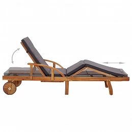Acquista Lettino Prendisole con Cuscino in Legno Massello di Acacia con riferimento GHV-46026 della ditta GARDENHOME