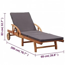 Acquista Lettino Prendisole con Cuscino in Legno Massello di Acacia con riferimento GHV-46026 della ditta GARDENHOME