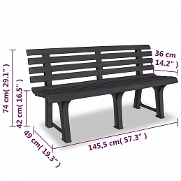 Acquista Panchina da Giardino 145,5 cm in Plastica Antracite con riferimento GHV-43585 della ditta GARDENHOME