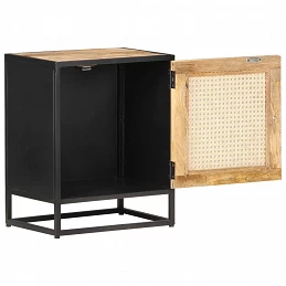 Acquista Comodino 40x30x50 cm Legno di Mango Grezzo e Canna Naturale con riferimento GHV-323140 della ditta GARDENHOME