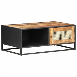 Acquista Tavolino da Salotto 90x50x35 cm Legno di Mango Grezzo e Canna con riferimento GHV-323143 della ditta GARDENHOME