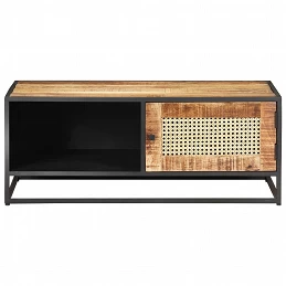 Acquista Tavolino da Salotto 90x50x35 cm Legno di Mango Grezzo e Canna con riferimento GHV-323143 della ditta GARDENHOME