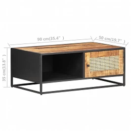 Acquista Tavolino da Salotto 90x50x35 cm Legno di Mango Grezzo e Canna con riferimento GHV-323143 della ditta GARDENHOME