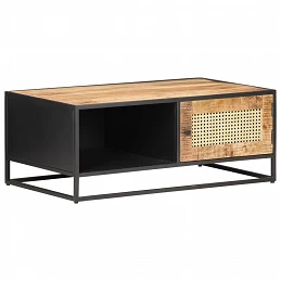 Acquista Tavolino da Salotto 90x50x35 cm Legno di Mango Grezzo e Canna con riferimento GHV-323143 della ditta GARDENHOME