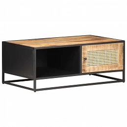 Acquista Tavolino da Salotto 90x50x35 cm Legno di Mango Grezzo e Canna con riferimento GHV-323143 della ditta GARDENHOME