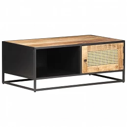 Acquista Tavolino da Salotto 90x50x35 cm Legno di Mango Grezzo e Canna con riferimento GHV-323143 della ditta GARDENHOME