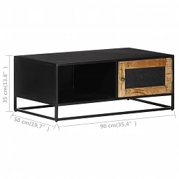 Acquista Tavolino da Salotto 90x50x35 cm in Legno di Mango Grezzo con riferimento GHV-323149 della ditta GARDENHOME