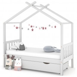 Acquista Giroletto Bambini con Cassetto Bianco Pino Massello 80x160 cm con riferimento GHV-322149 della ditta GARDENHOME