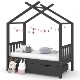 Acquista Giroletto Bambini Cassetto Grigio Scuro Pino Massello 70x140 cm con riferimento GHV-322151 della ditta GARDENHOME