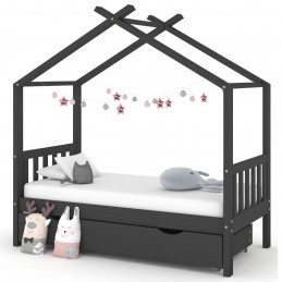 Acquista Giroletto Bambini Cassetto Grigio Scuro Pino Massello 80x160cm con riferimento GHV-322152 della ditta GARDENHOME