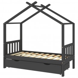 Acquista Giroletto Bambini Cassetto Grigio Scuro Pino Massello 80x160cm con riferimento GHV-322152 della ditta GARDENHOME