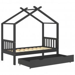 Acquista Giroletto Bambini Cassetto Grigio Scuro Pino Massello 80x160cm con riferimento GHV-322152 della ditta GARDENHOME
