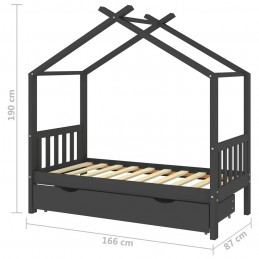 Acquista Giroletto Bambini Cassetto Grigio Scuro Pino Massello 80x160cm con riferimento GHV-322152 della ditta GARDENHOME