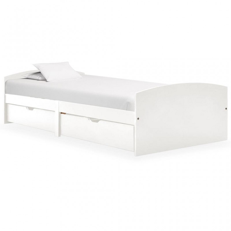 Acquista Giroletto con 2 Cassetti Bianco in Massello di Pino 90x200 cm con riferimento GHV-322155 della ditta GARDENHOME