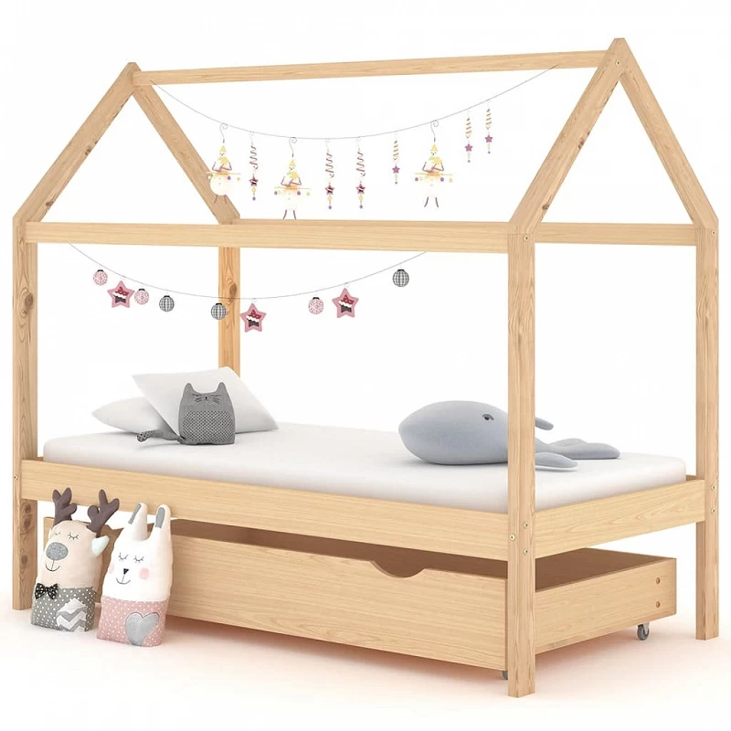 Acquista Giroletto per Bambini con Cassetto in Pino Massello 80x160 cm con riferimento GHV-322137 della ditta GARDENHOME