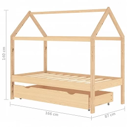 Acquista Giroletto per Bambini con Cassetto in Pino Massello 80x160 cm con riferimento GHV-322137 della ditta GARDENHOME