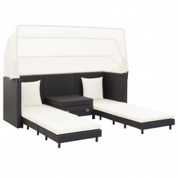Acquista Divano Letto a 3 Posti Estendibile con Tetto Polyrattan Nero con riferimento GHV-46075 della ditta GARDENHOME
