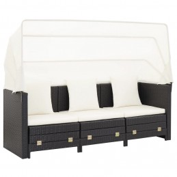 Acquista Divano Letto a 3 Posti Estendibile con Tetto Polyrattan Nero con riferimento GHV-46075 della ditta GARDENHOME
