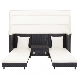 Acquista Divano Letto a 3 Posti Estendibile con Tetto Polyrattan Nero con riferimento GHV-46075 della ditta GARDENHOME