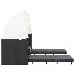 Acquista Divano Letto a 3 Posti Estendibile con Tetto Polyrattan Nero con riferimento GHV-46075 della ditta GARDENHOME
