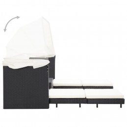 Acquista Divano Letto a 3 Posti Estendibile con Tetto Polyrattan Nero con riferimento GHV-46075 della ditta GARDENHOME